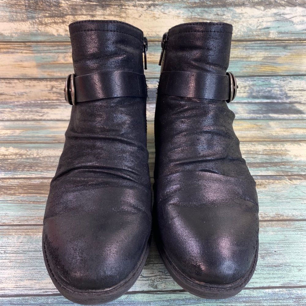 Baretraps Yulia Womens Size 6M Black Ankle Boots Zip Up Block Heel Round Toe